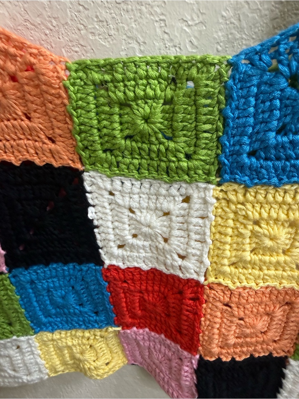 Colorful Crochet Granny Square Patchwork Crop Tank Top - Picture 5 of 7